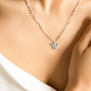 Letter Necklace (V) - Silver